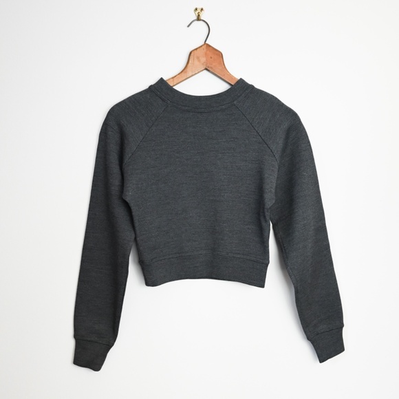 Handmade in USA: Revelle Collection cropped raglan wool and rayon sweatshirt - Picture 4 of 10